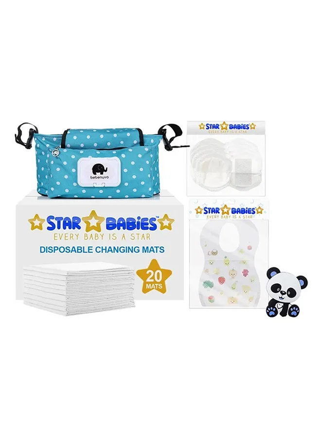 ستار بيبيز Combo Pack Disposable Changing Mat 20Pcs Breast Pad 20Pcs Disposable Bibs 20Pcs